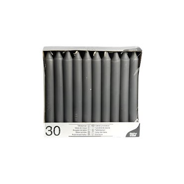 Pack of 30 Grey 8-Inch Table Candles – Elegant Long-Burning Dinner Candles